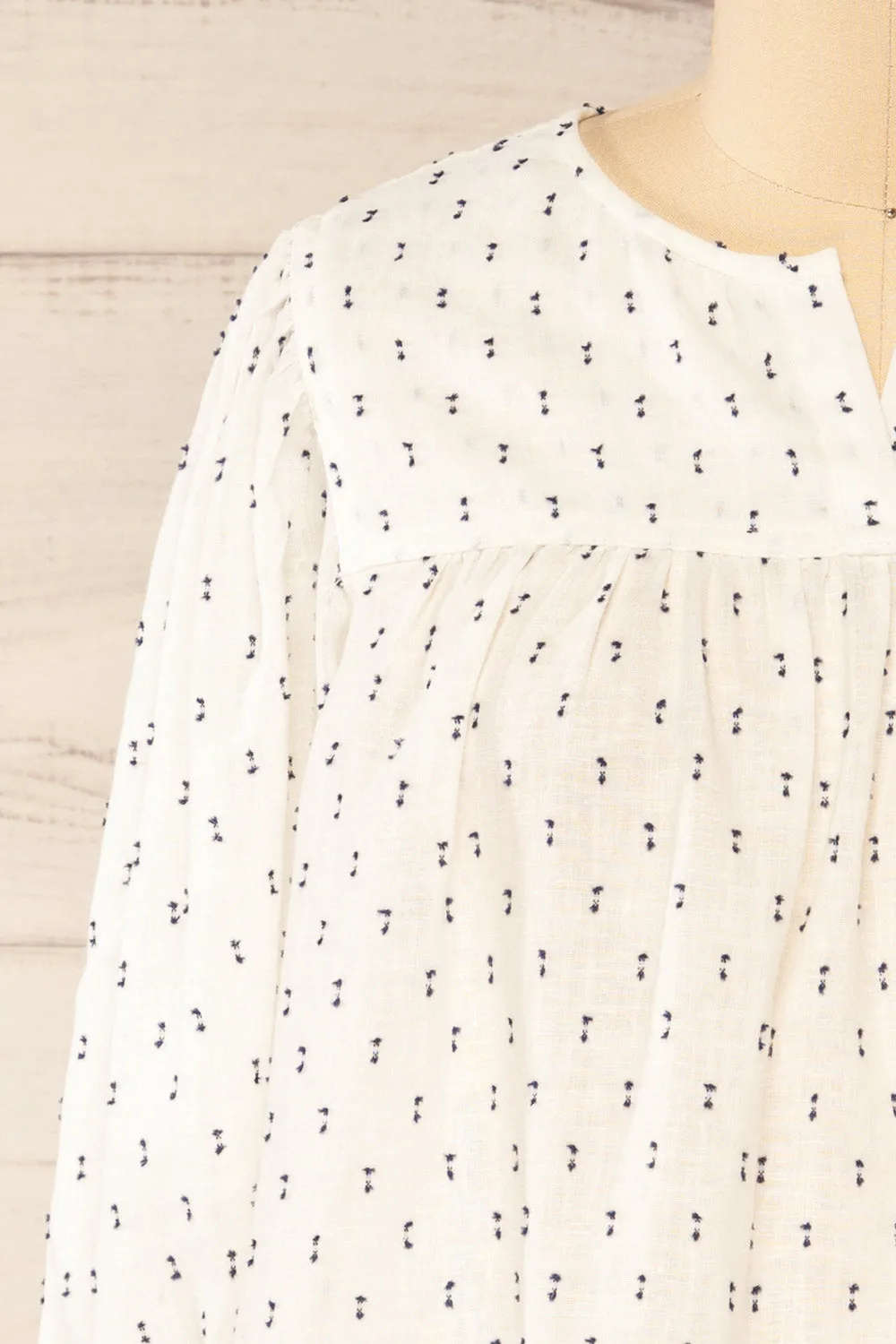 Brampton | White 3/4 Sleeve Blouse w/ Embroidery sold by Boutique 1861 product image thumbnail 2