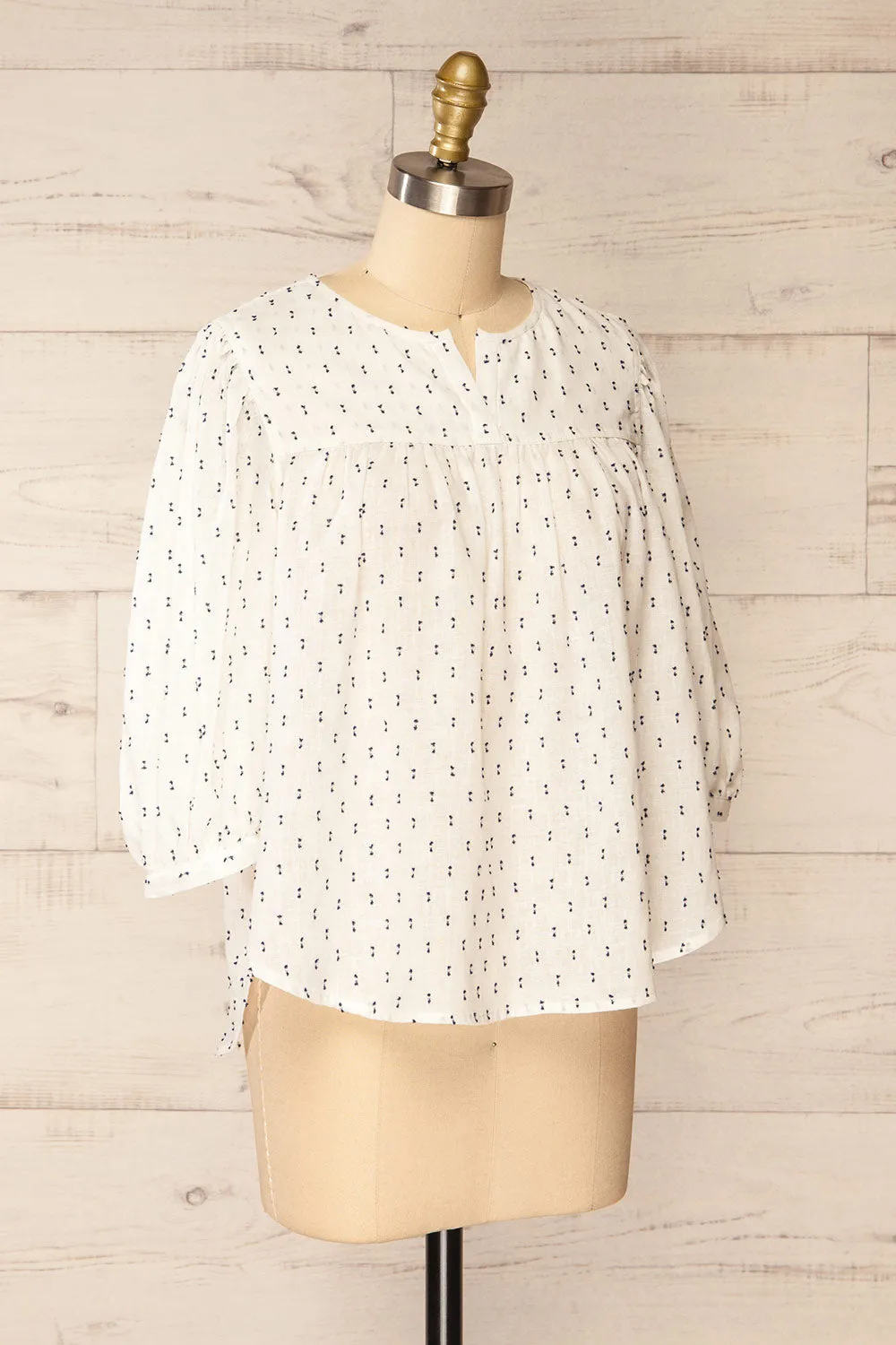 Brampton | White 3/4 Sleeve Blouse w/ Embroidery sold by Boutique 1861 product image thumbnail 3