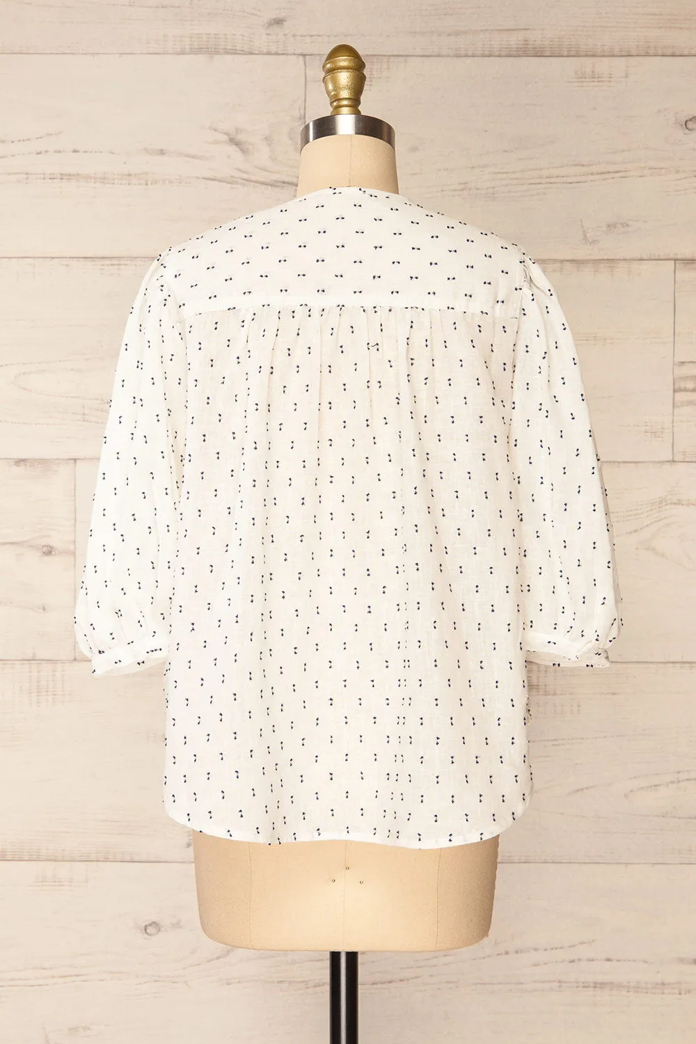 Brampton | White 3/4 Sleeve Blouse w/ Embroidery sold by Boutique 1861 product image thumbnail 5