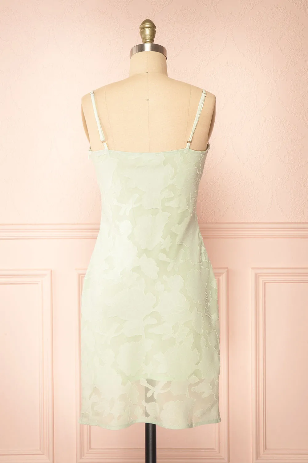 Eliane Mint | Monochrome Short Dress w/ Floral Motif sold by Boutique 1861 product image thumbnail 5