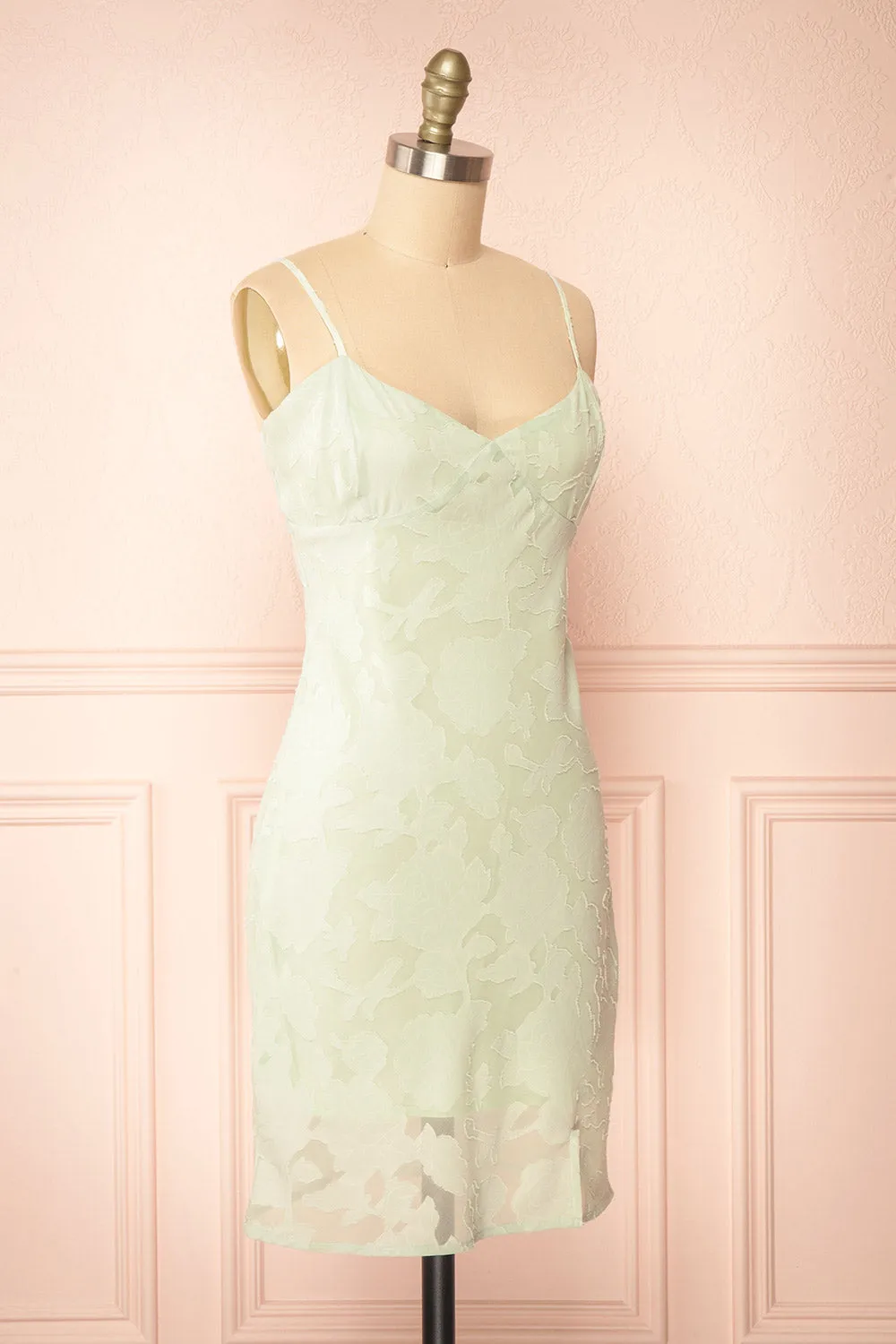 Eliane Mint | Monochrome Short Dress w/ Floral Motif sold by Boutique 1861 product image thumbnail 3