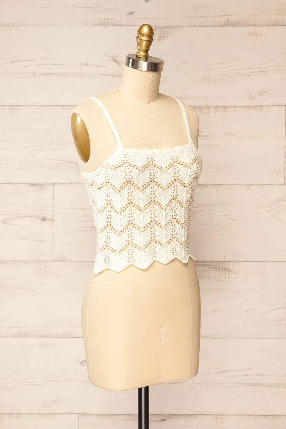 Juksu | Ivory Crochet Top w/ Herringbone Pattern sold by Boutique 1861 product image thumbnail 3