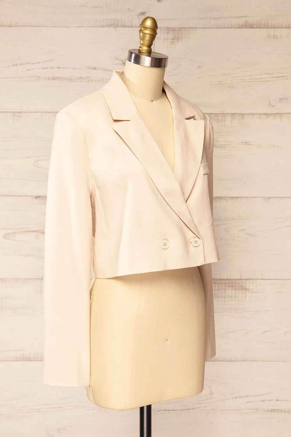 Kabour | Oversized Beige Cropped Linen Blazer sold by Boutique 1861 product image thumbnail 3