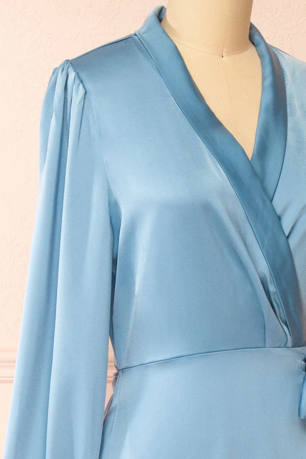 Akamari | Long Satin Blue Wrap Dress sold by Boutique 1861 product image thumbnail 4