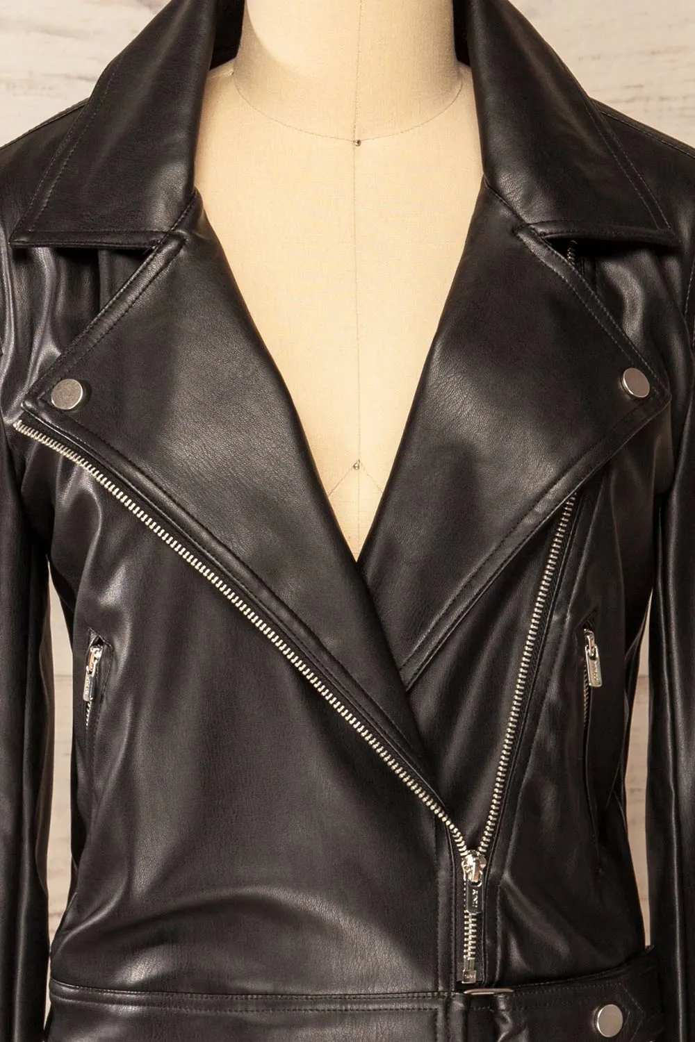 Kyoto | Black Cropped Faux Leather Jacket sold by Boutique 1861 product image thumbnail 4