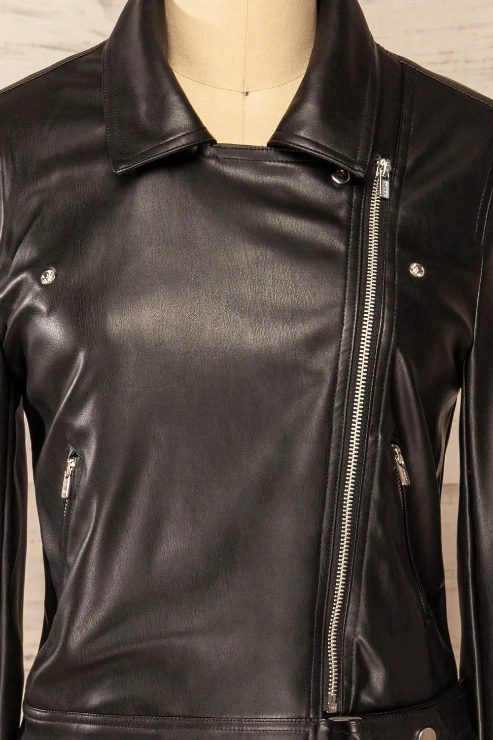 Kyoto | Black Cropped Faux Leather Jacket sold by Boutique 1861 product image thumbnail 2