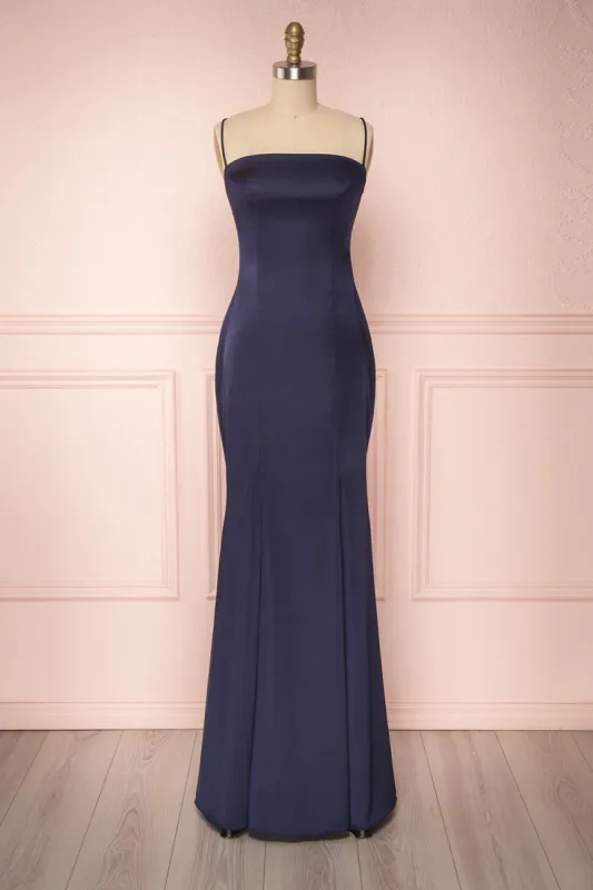 Naomie Navy | Silky Mermaid Gown sold by Boutique 1861