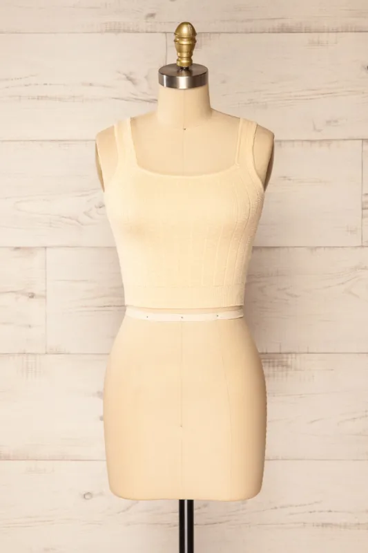 Manille | Beige Cropped Knit Camisole sold by Boutique 1861