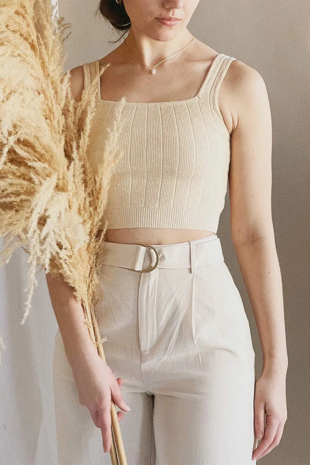Manille | Beige Cropped Knit Camisole sold by Boutique 1861 product image thumbnail 2