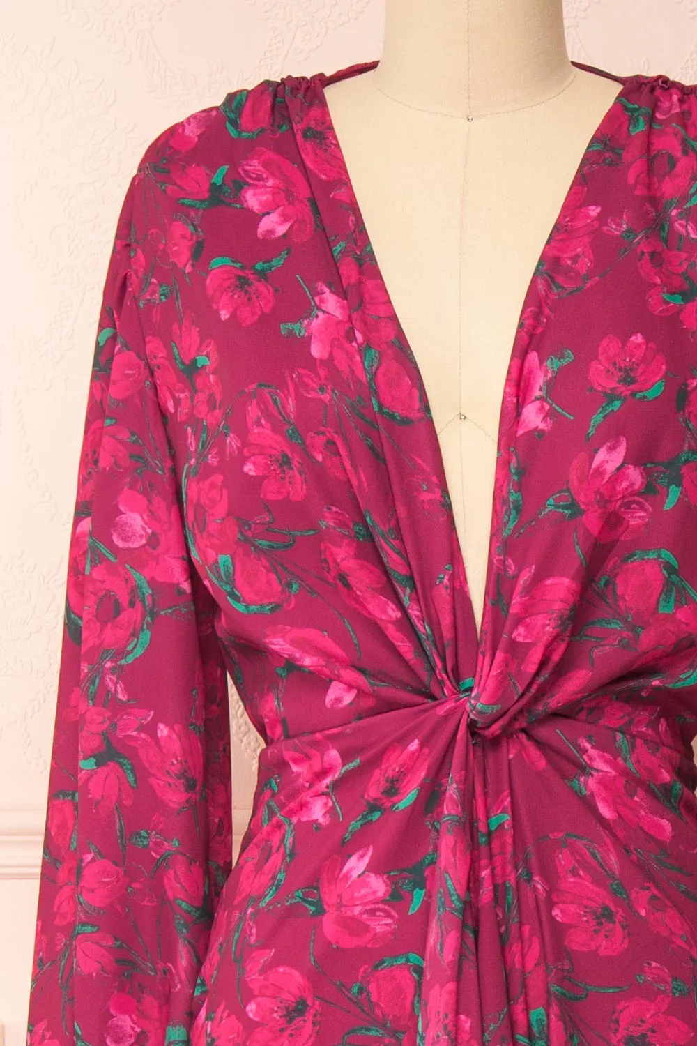 Batiya | Floral Knot Front Burgundy Maxi Dress sold by Boutique 1861 product image thumbnail 2