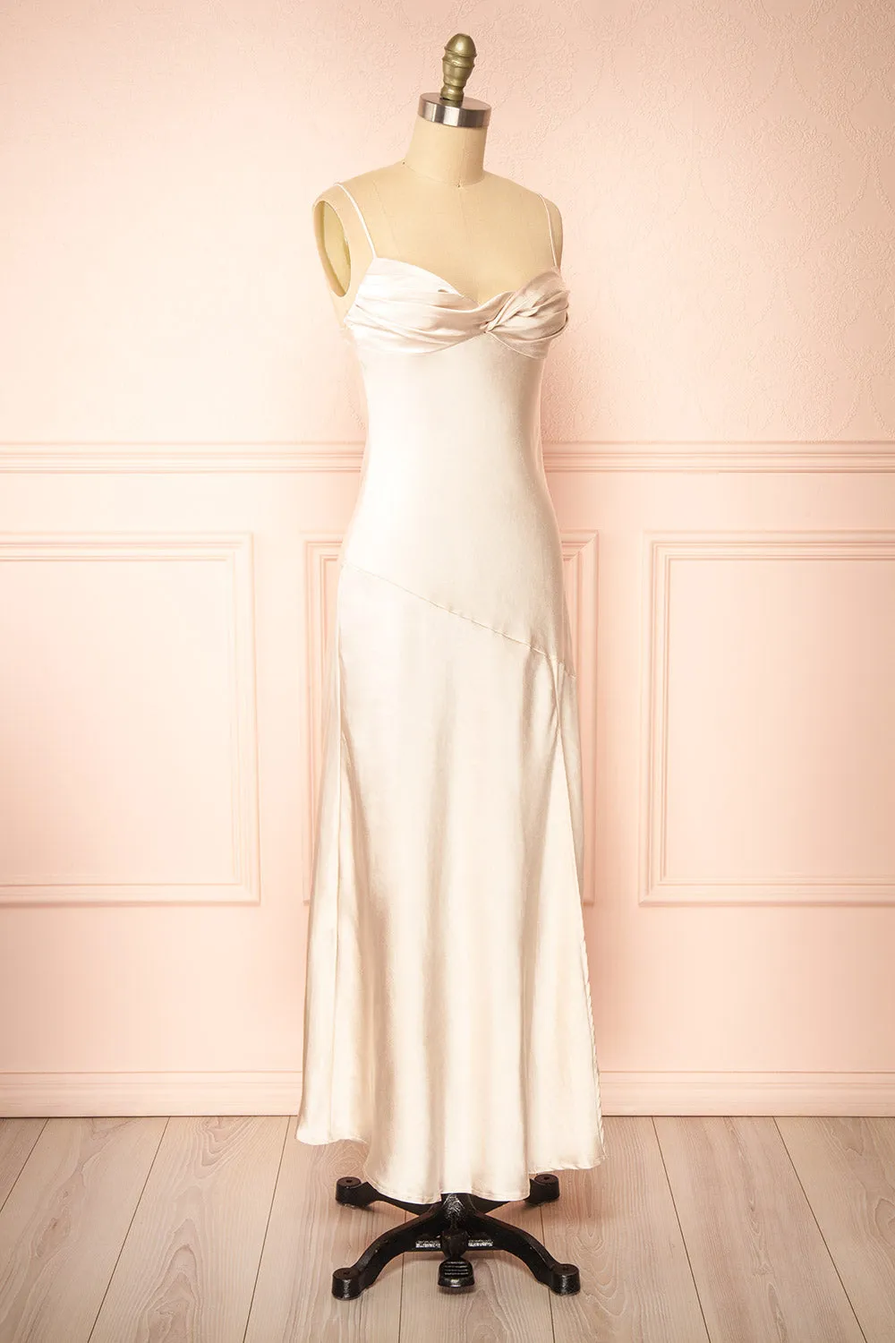 Swannie | Champagne Satin Slip Maxi Dress sold by Boutique 1861 product image thumbnail 3
