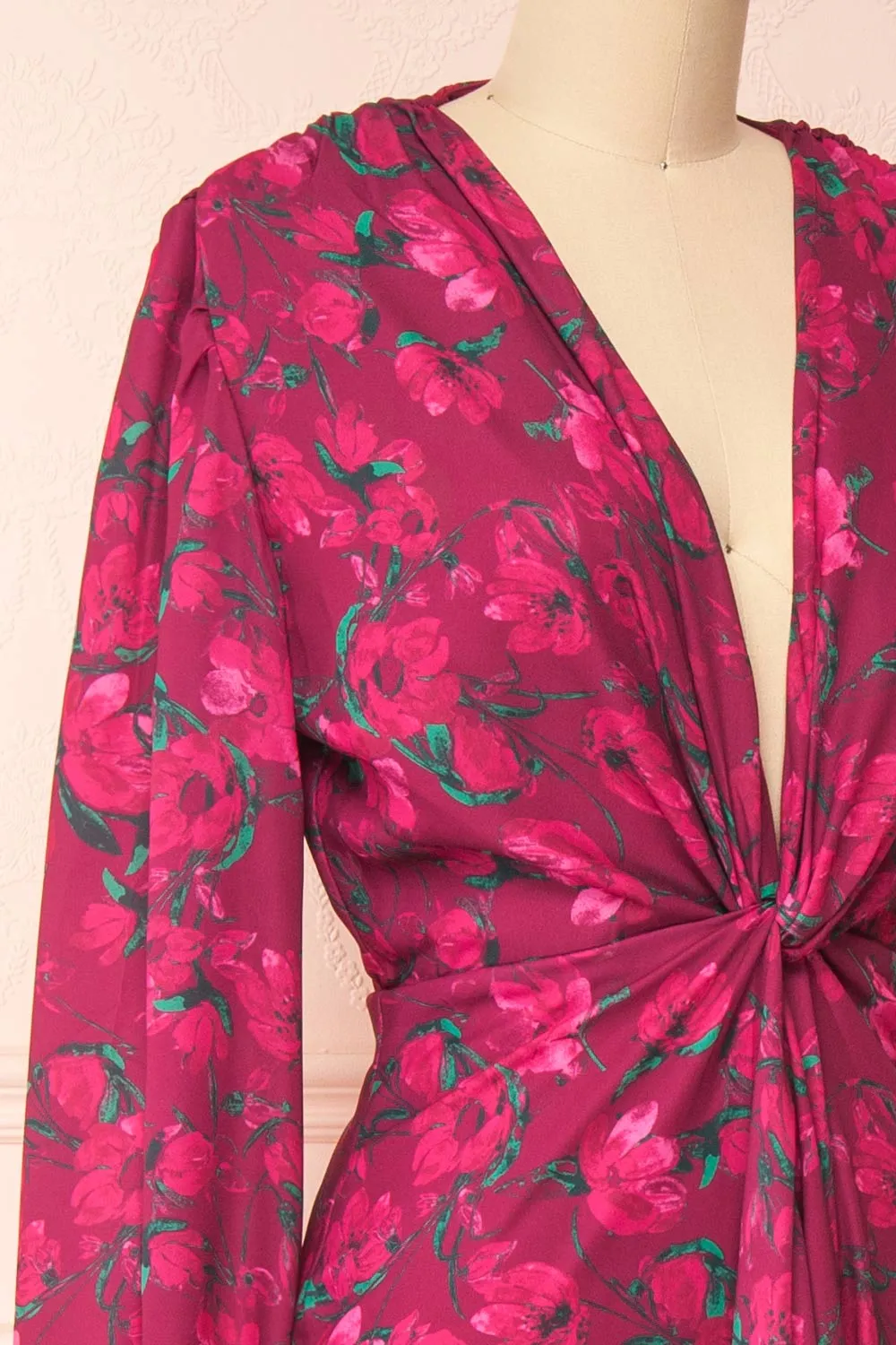 Batiya | Floral Knot Front Burgundy Maxi Dress sold by Boutique 1861 product image thumbnail 4