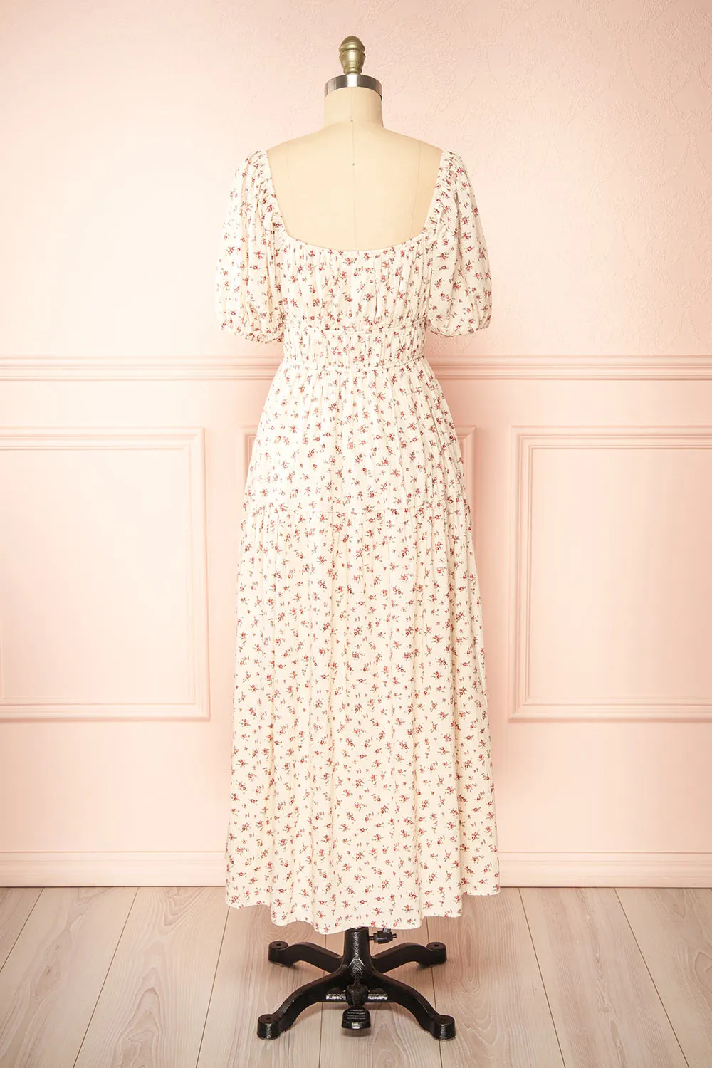 Soraya | Beige Maxi Dress w/ Pink Floral Pattern sold by Boutique 1861 product image thumbnail 5