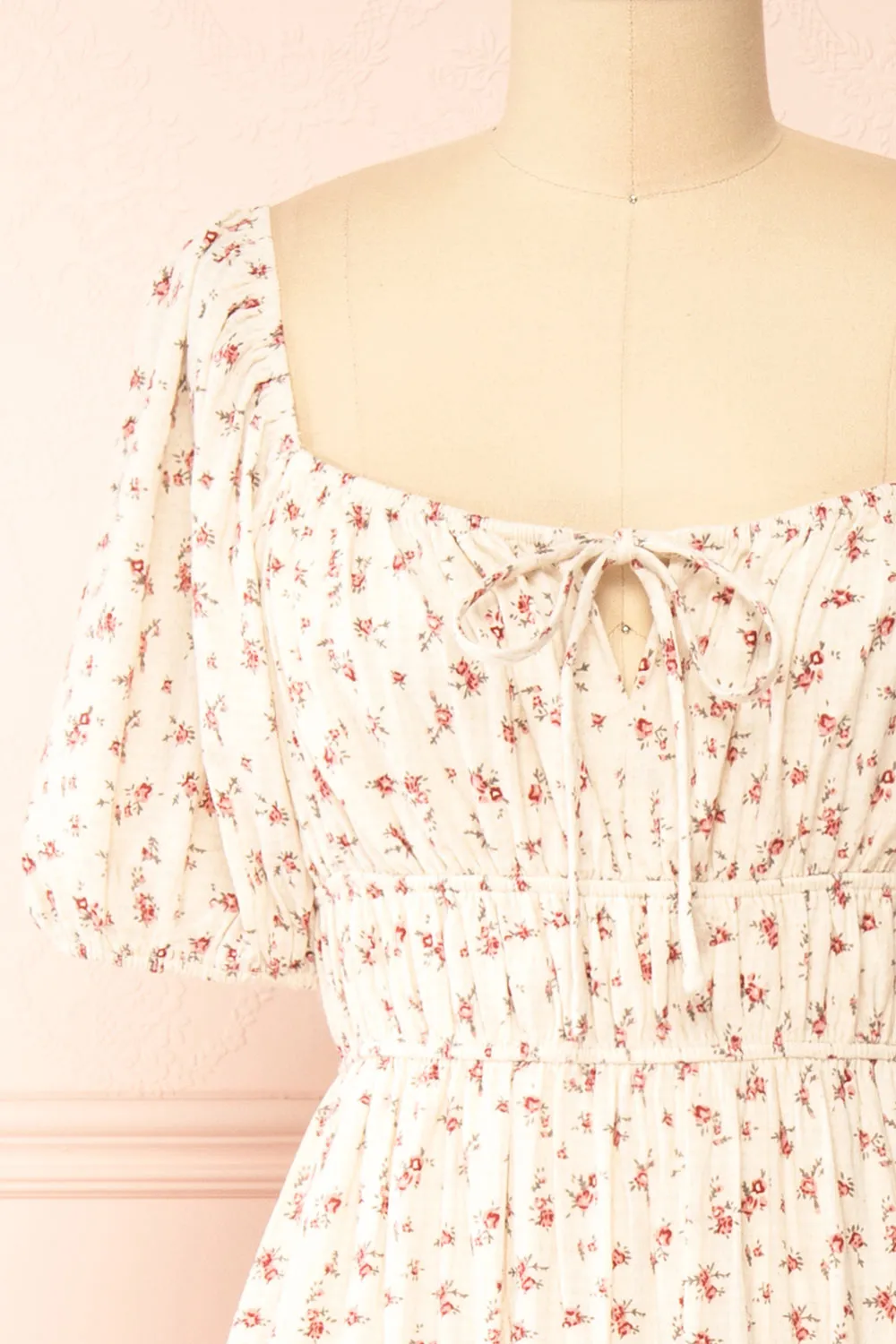 Soraya | Beige Maxi Dress w/ Pink Floral Pattern sold by Boutique 1861 product image thumbnail 2