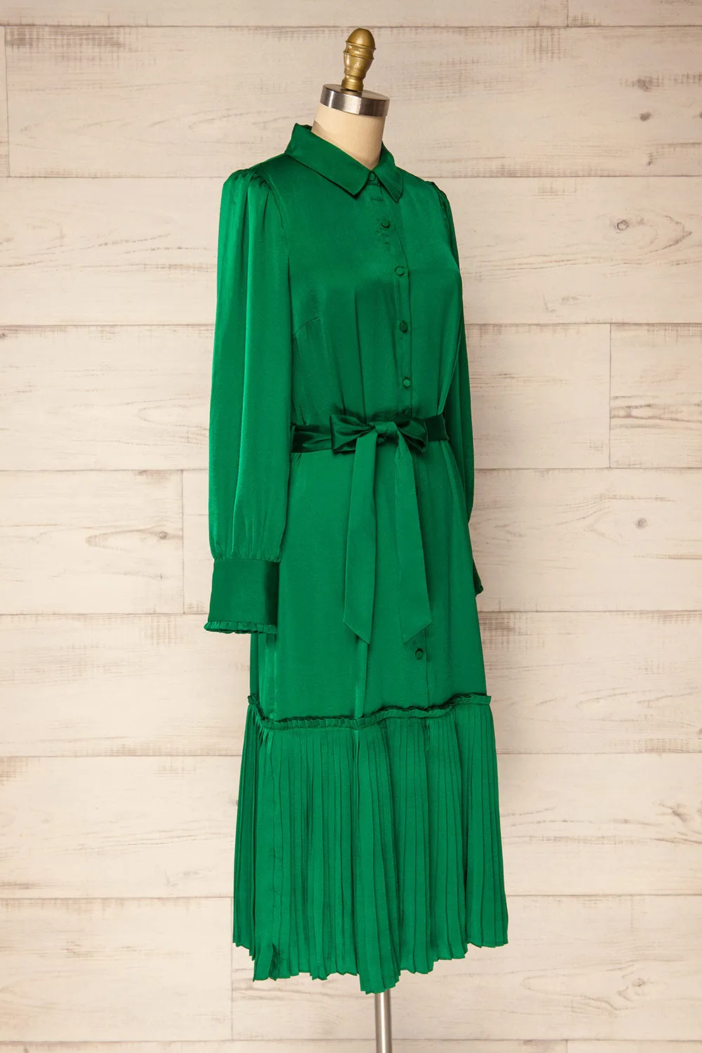Doha | Green Satin Midi Dress w/ Belt sold by Boutique 1861 product image thumbnail 4