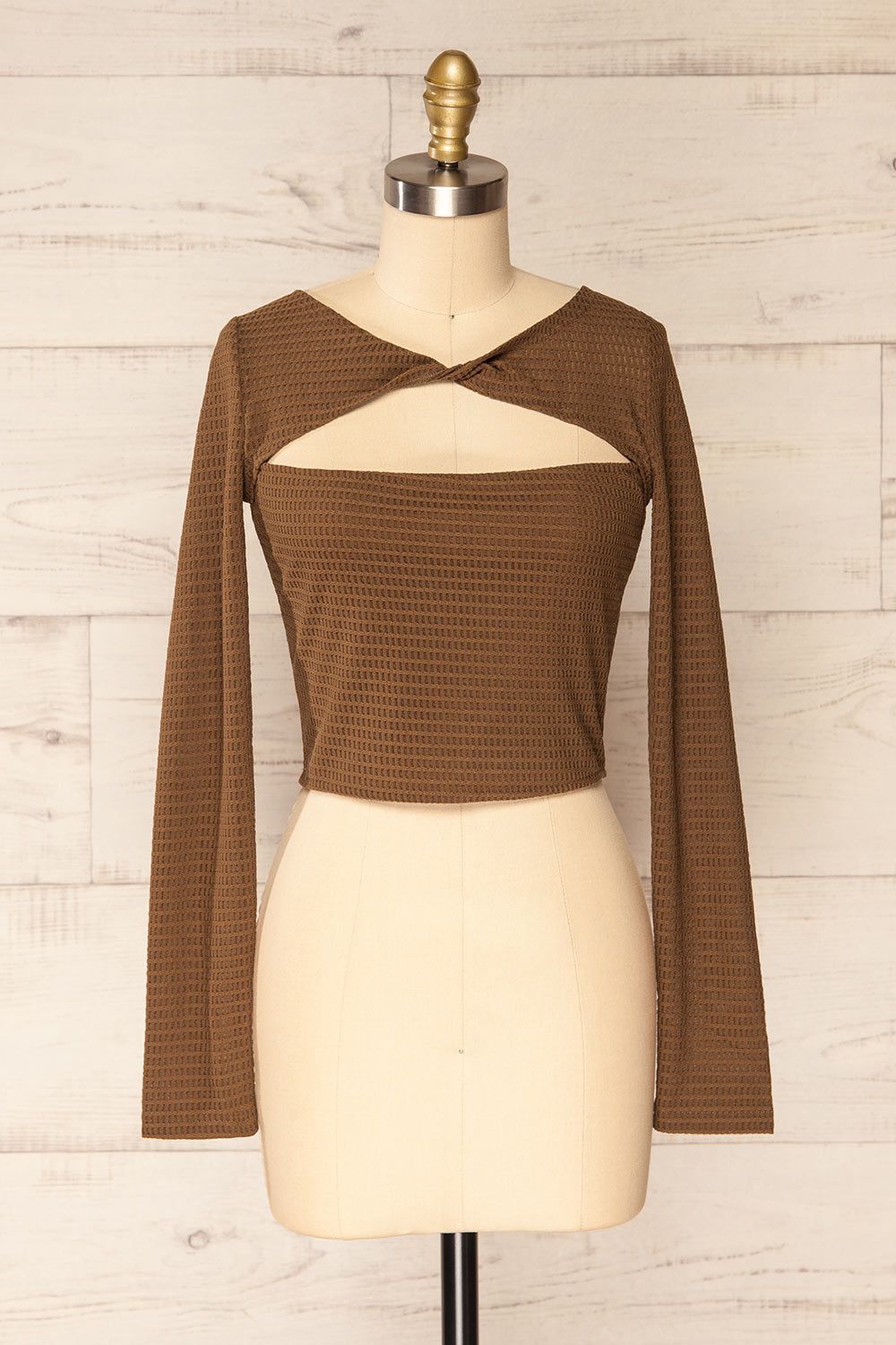 Zayna Brown | Twist Front Cropped Long Sleeve Top sold by Boutique 1861