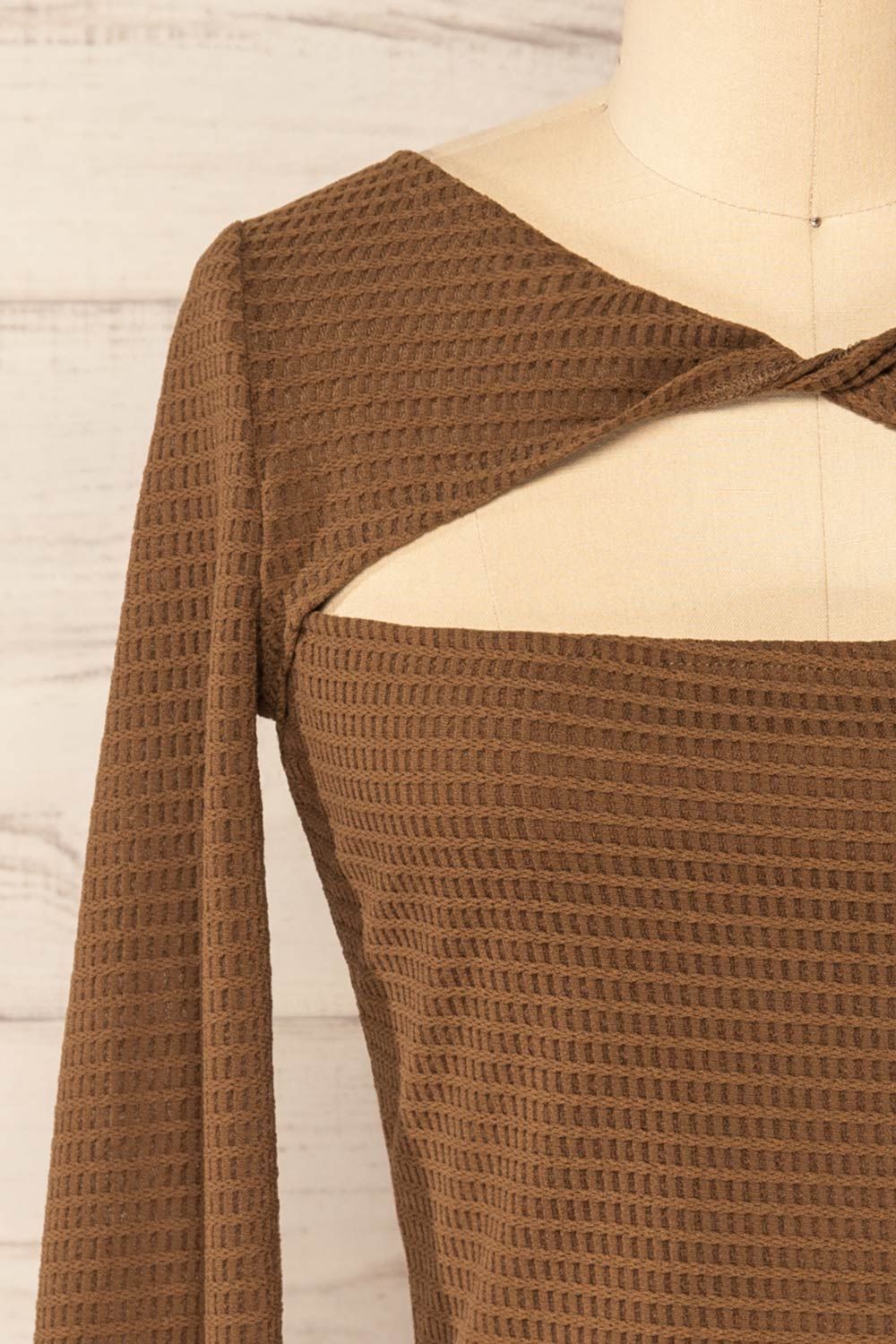 Zayna Brown | Twist Front Cropped Long Sleeve Top sold by Boutique 1861 product image thumbnail 3
