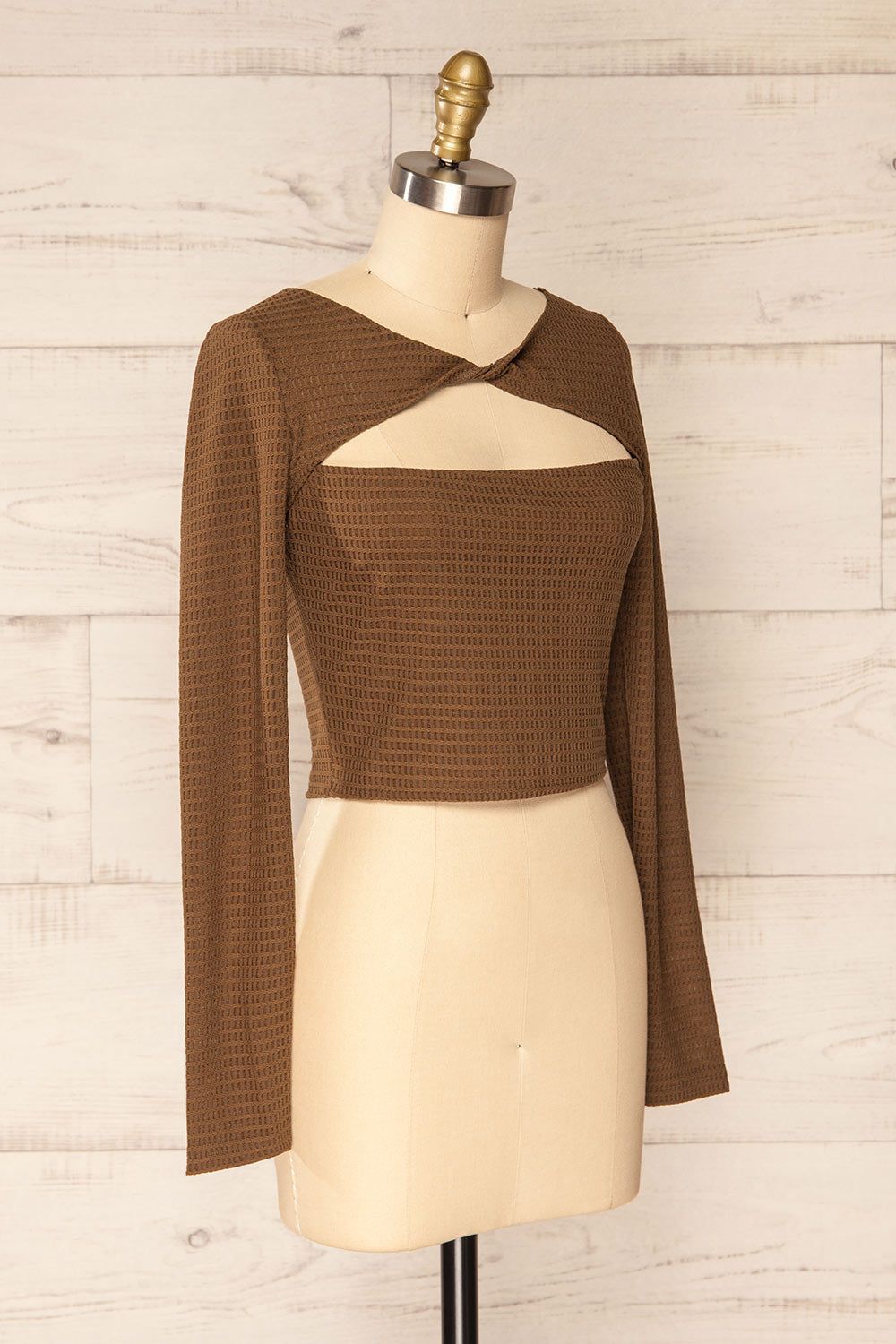 Zayna Brown | Twist Front Cropped Long Sleeve Top sold by Boutique 1861 product image thumbnail 4