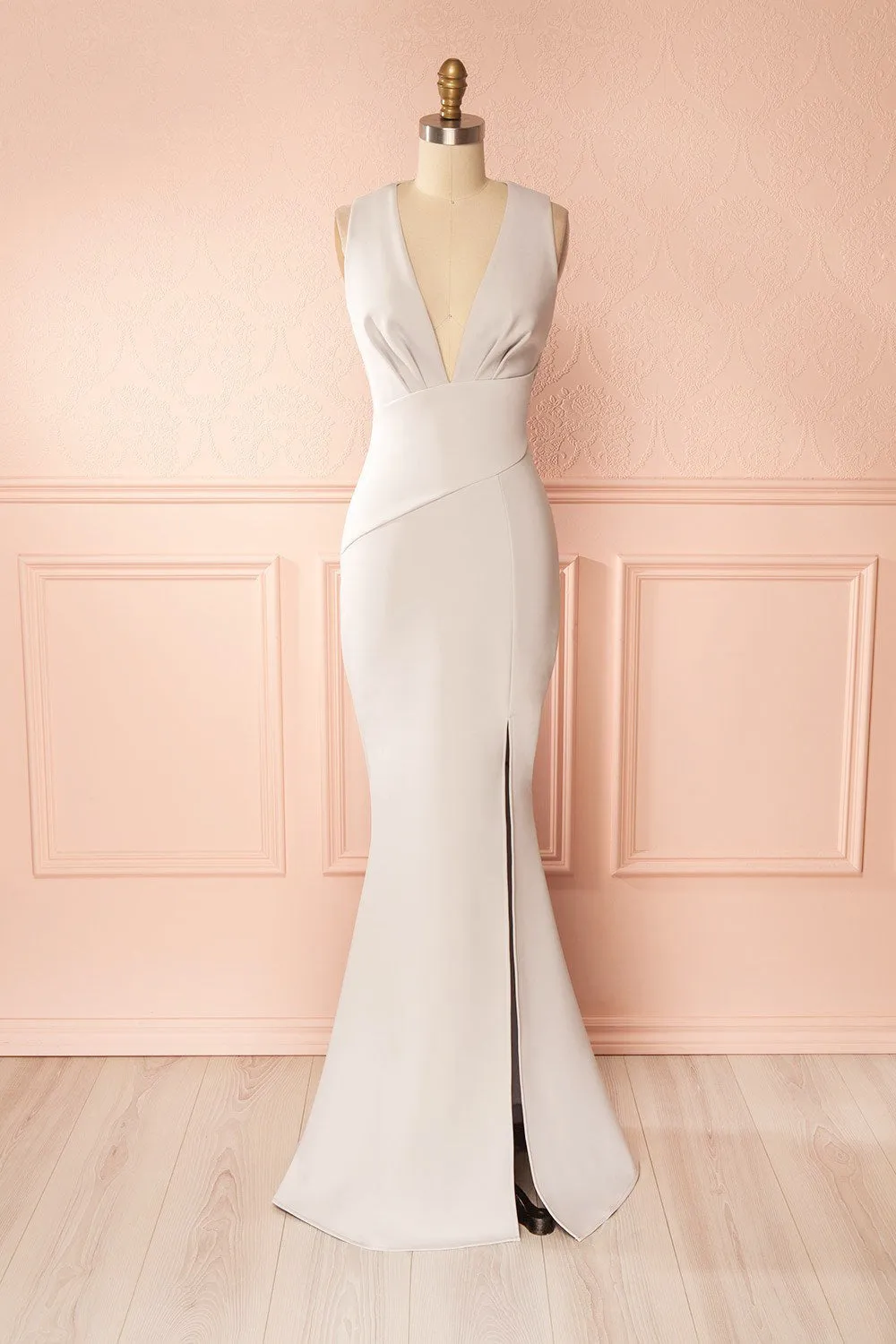 Camila Moon | Grey Mermaid Gown sold by Boutique 1861