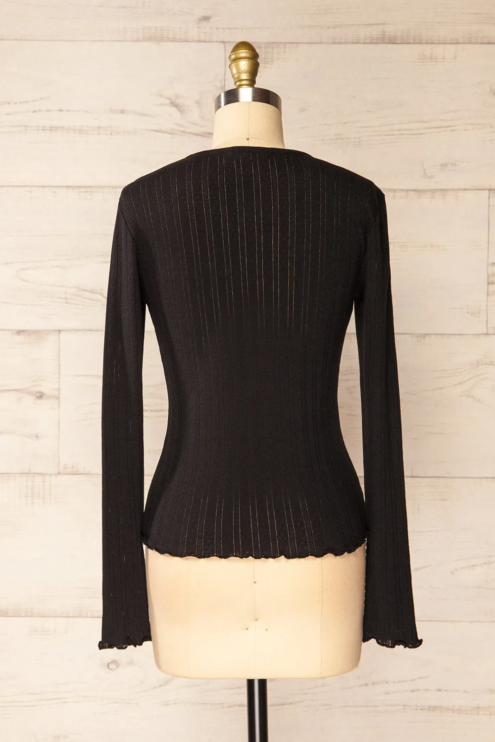 Toulon Black | Long Sleeve Lace-Knit Top sold by Boutique 1861 product image thumbnail 5