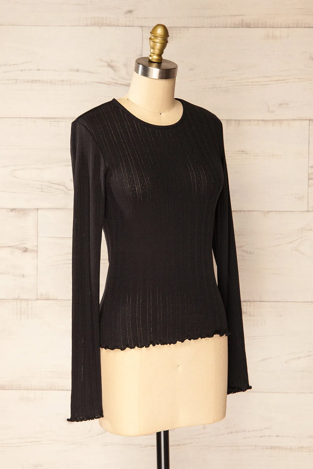Toulon Black | Long Sleeve Lace-Knit Top sold by Boutique 1861 product image thumbnail 3