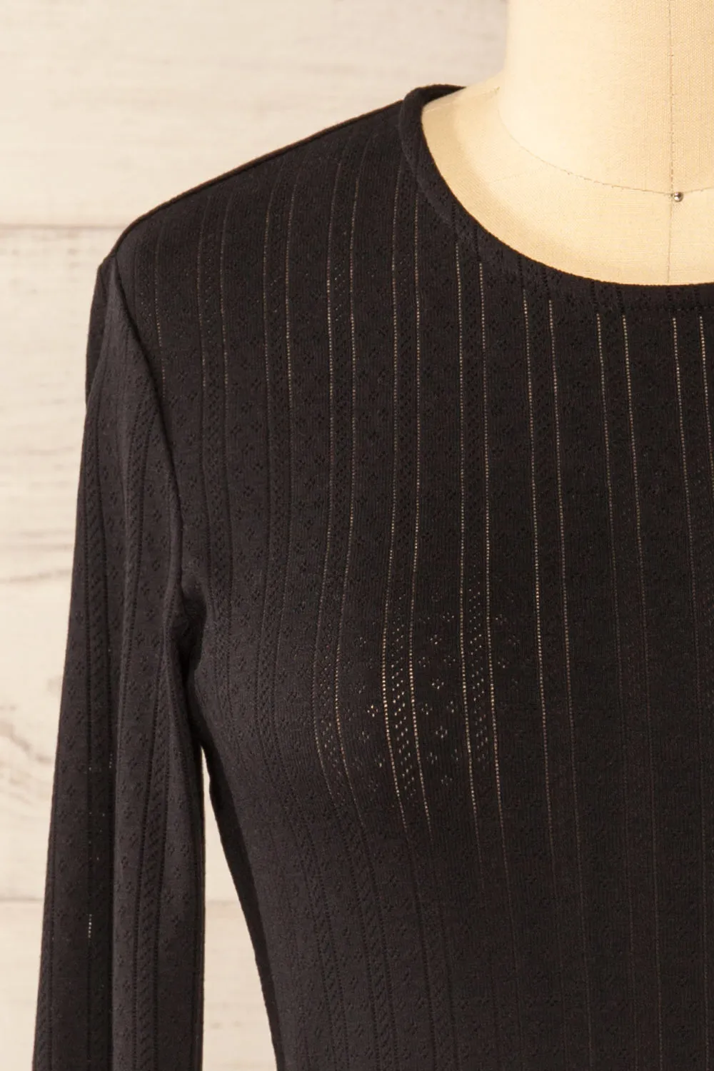 Toulon Black | Long Sleeve Lace-Knit Top sold by Boutique 1861 product image thumbnail 2