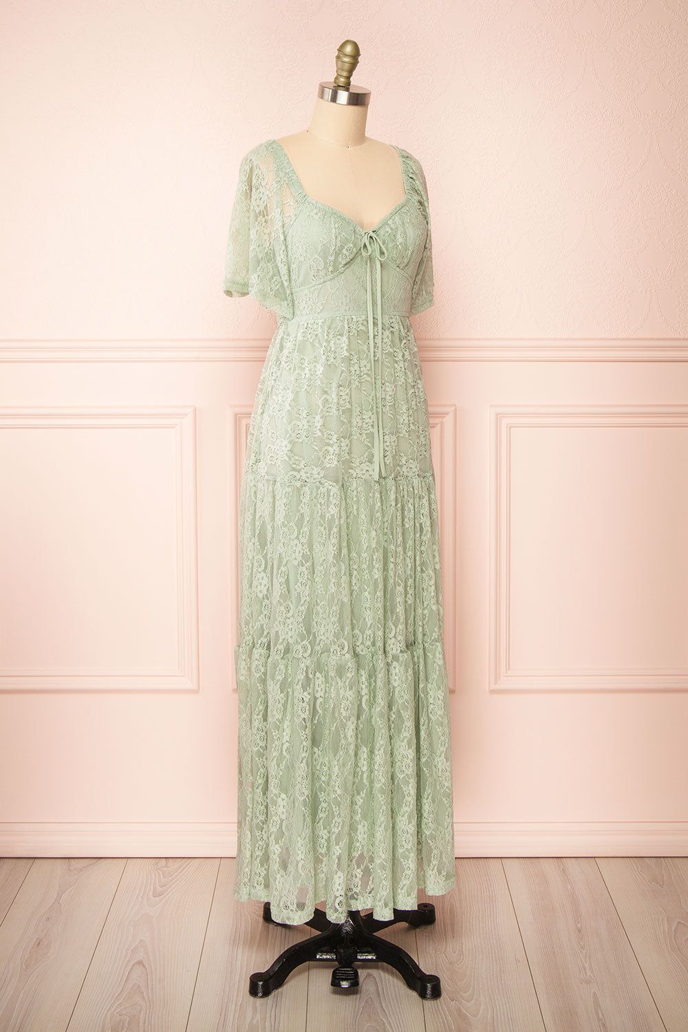 Amarys Sage | Tiered Lace Maxi Dress sold by Boutique 1861 product image thumbnail 4