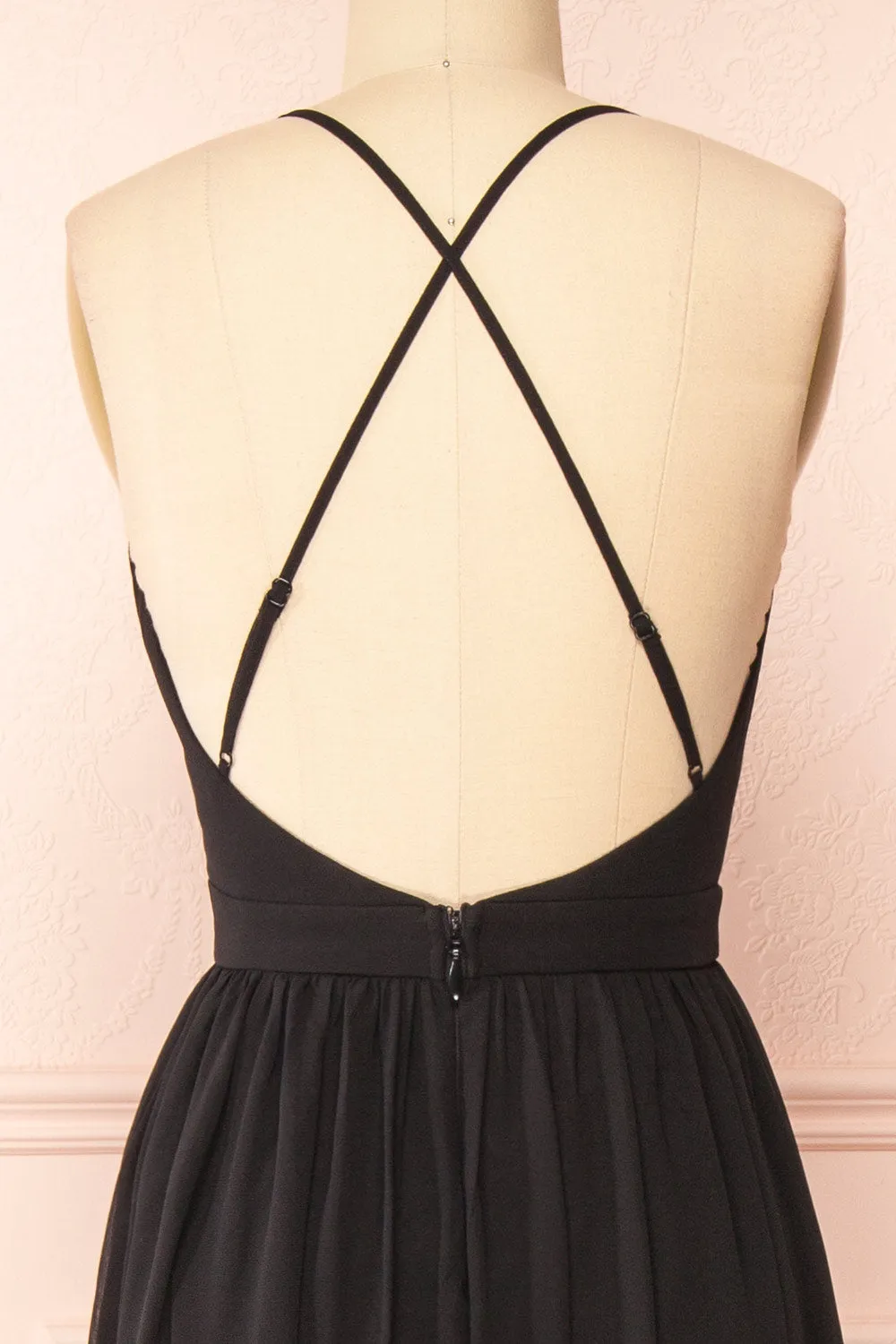 Haley Black | Deep V-Neck Chiffon Maxi Dress sold by Boutique 1861 product image thumbnail 2