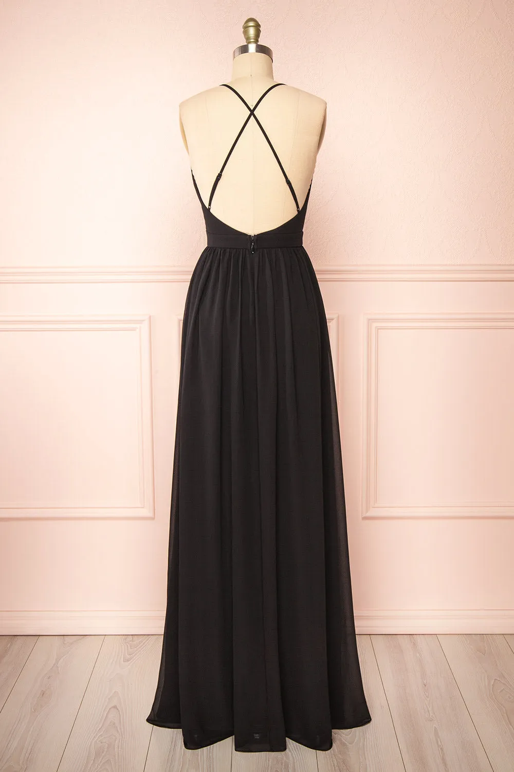 Haley Black | Deep V-Neck Chiffon Maxi Dress sold by Boutique 1861 product image thumbnail 3