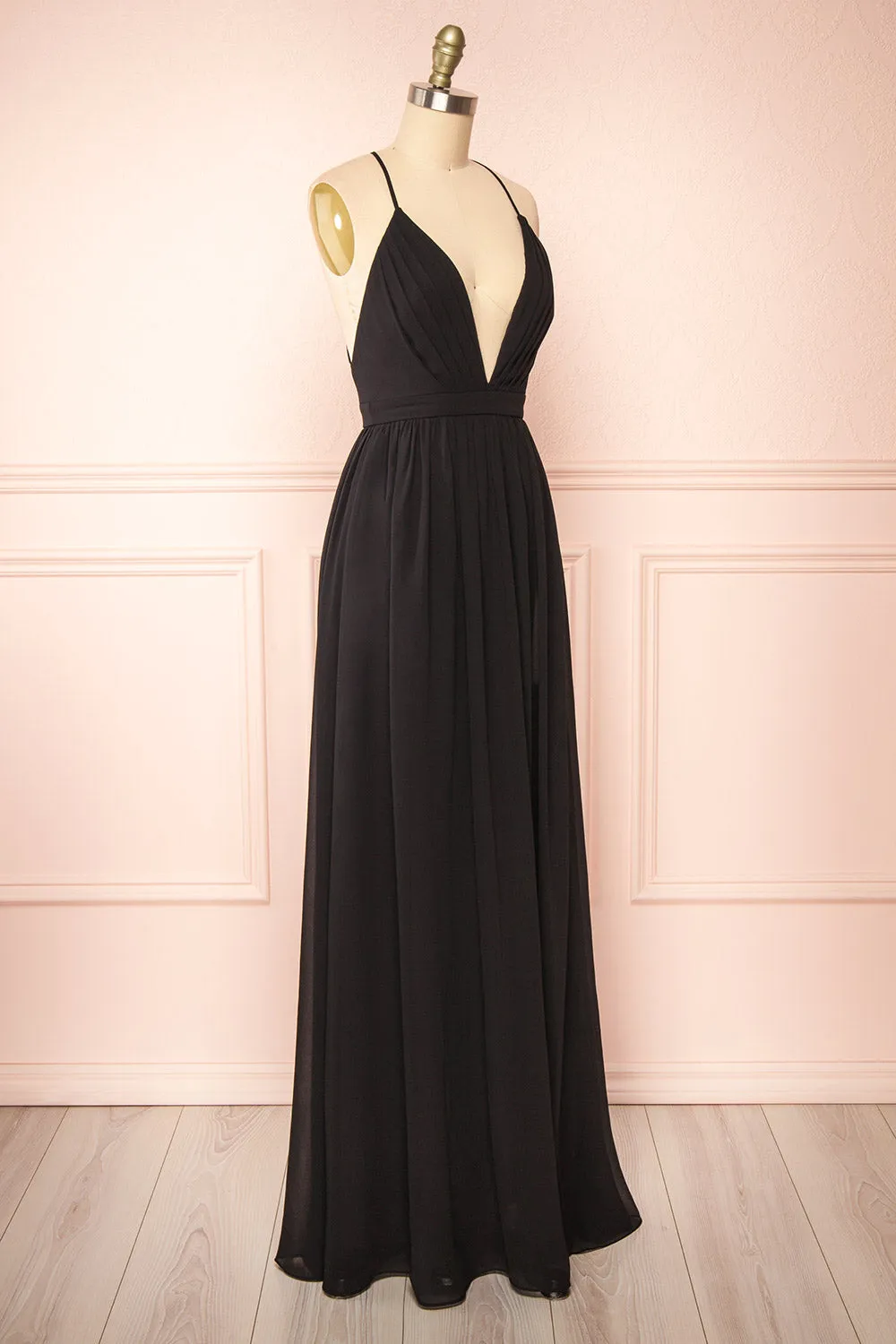 Haley Black | Deep V-Neck Chiffon Maxi Dress sold by Boutique 1861 product image thumbnail 5