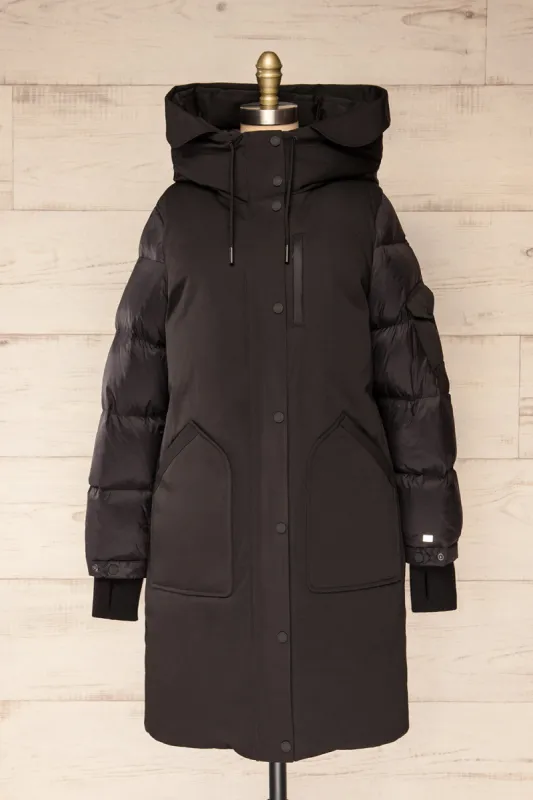 Mikaila Black | Knee-length Quilted Down Jacket sold by Boutique 1861
