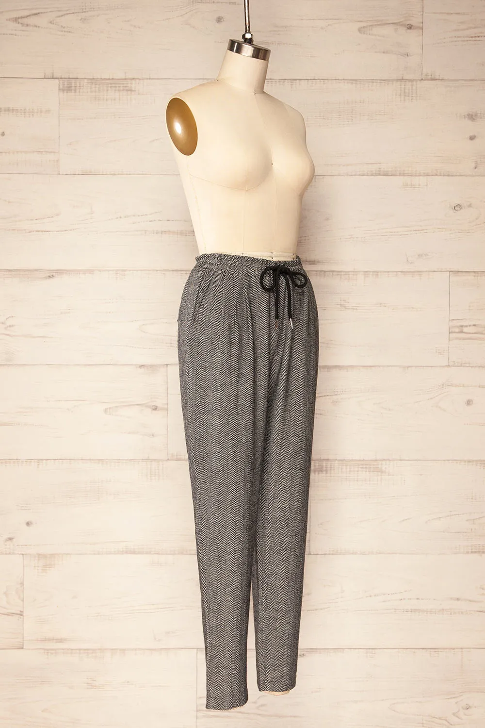 Bologne Black | High-Waisted Straight Leg Chevron Pants sold by Boutique 1861 product image thumbnail 4