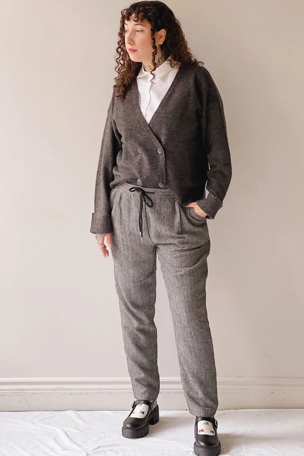 Bologne Black | High-Waisted Straight Leg Chevron Pants sold by Boutique 1861 product image thumbnail 2