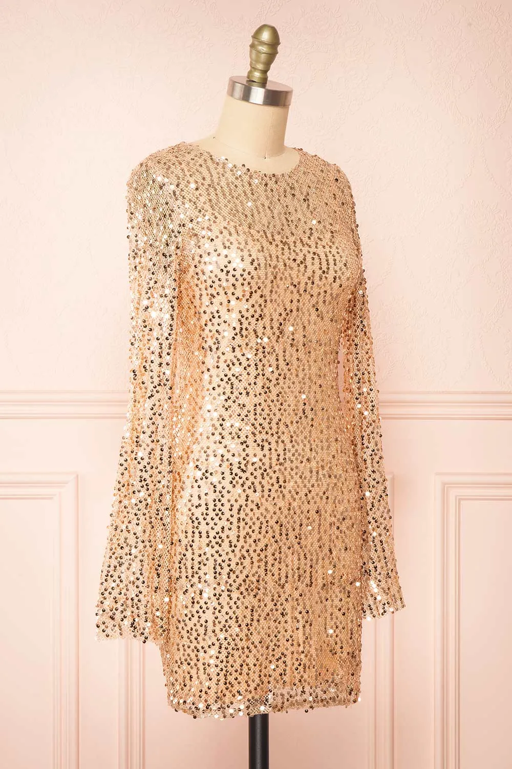 Lyrissa Rosegold | Short Mesh Sequin Dress sold by Boutique 1861 product image thumbnail 4