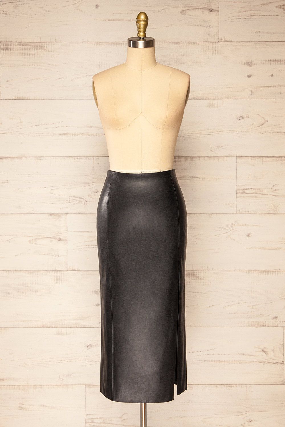 Fernando Black | Faux-Leather Midi Pencil Skirt sold by Boutique 1861