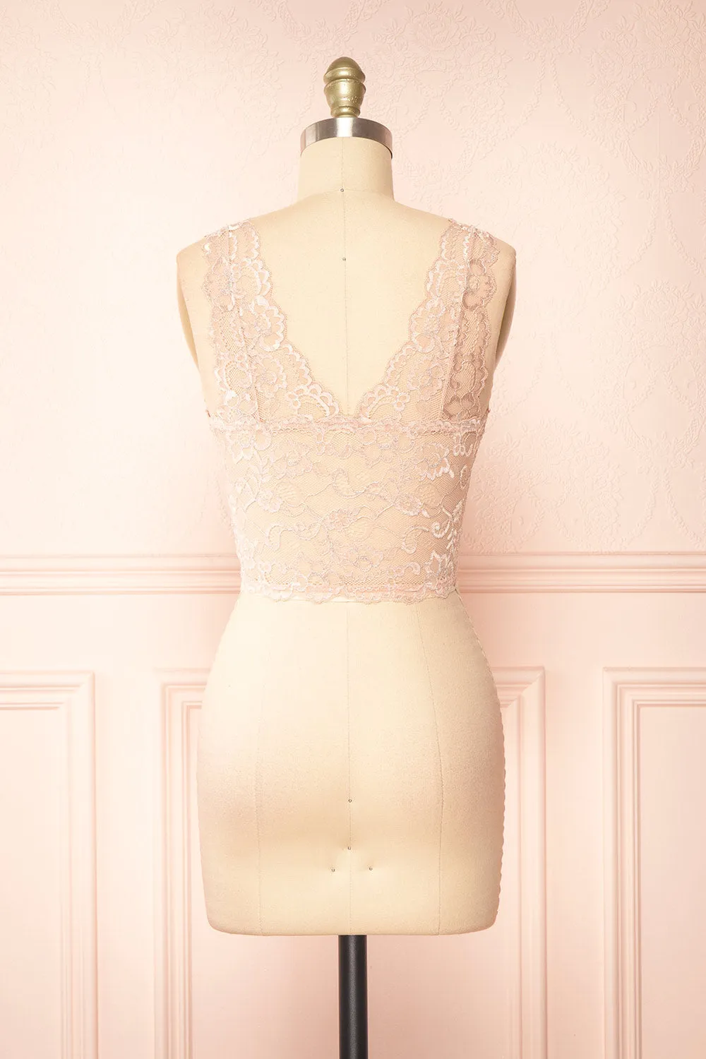 Zerline Pink | Floral Lace Bralette w/ Silver Detailing sold by Boutique 1861 product image thumbnail 5