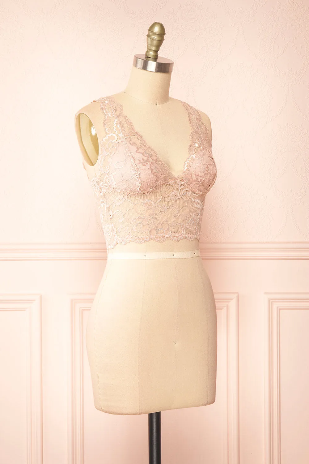 Zerline Pink | Floral Lace Bralette w/ Silver Detailing sold by Boutique 1861 product image thumbnail 3