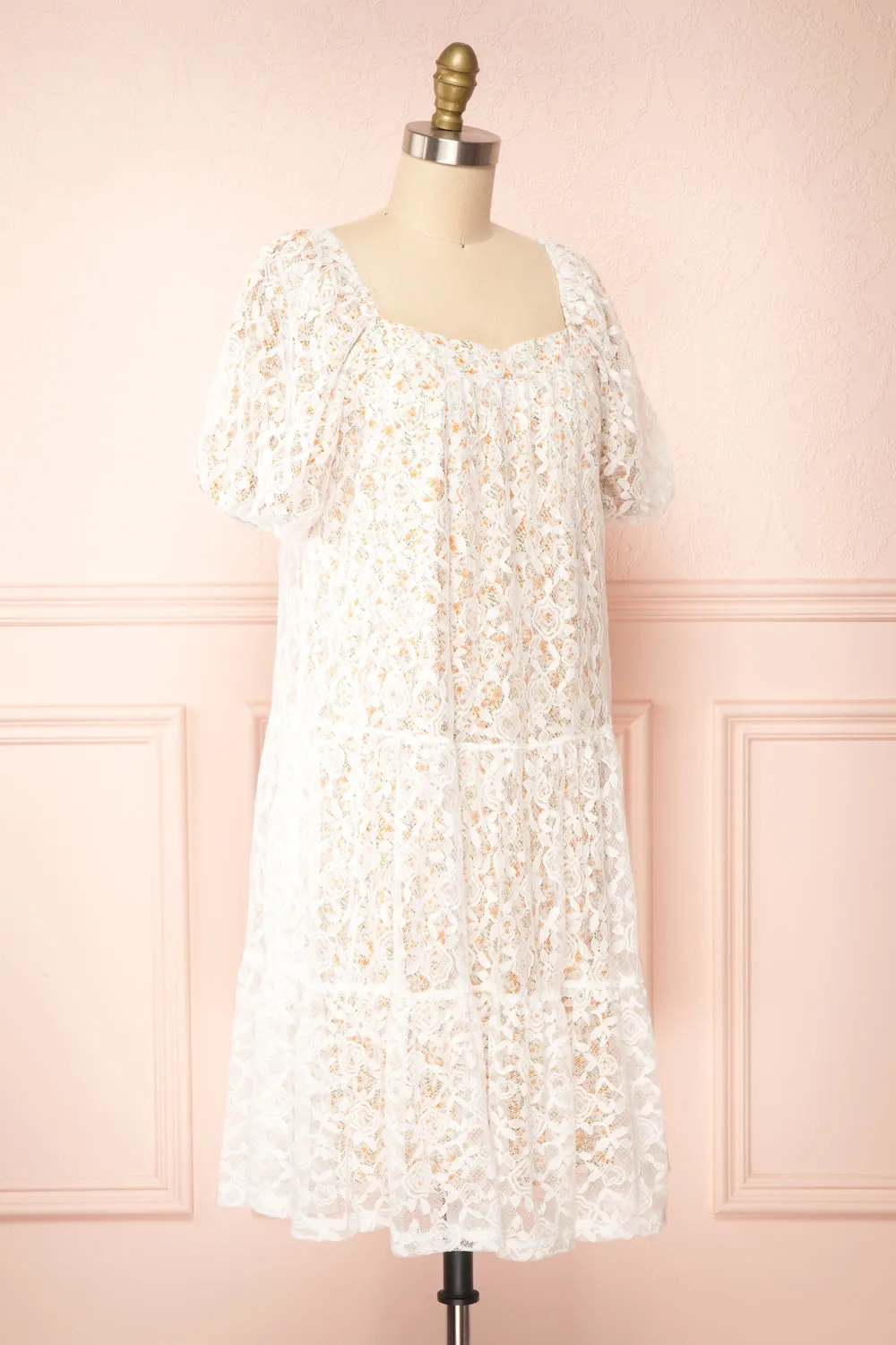 Harmaunie | Lace Floral Midi Dress w/ Balloon Sleeves sold by Boutique 1861 product image thumbnail 3