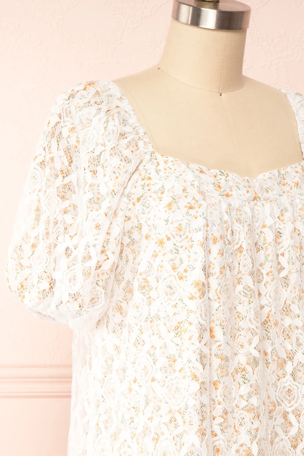 Harmaunie | Lace Floral Midi Dress w/ Balloon Sleeves sold by Boutique 1861 product image thumbnail 4