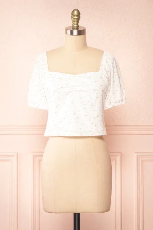 Sian | Cropped Floral Top w/ Puffy Sleeves sold by Boutique 1861