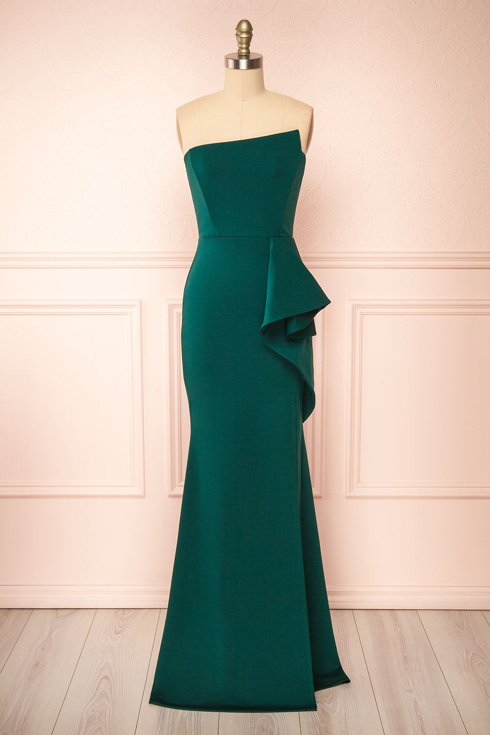 Ursuli Green | Strapless Maxi Dress w/ Side Slit sold by Boutique 1861