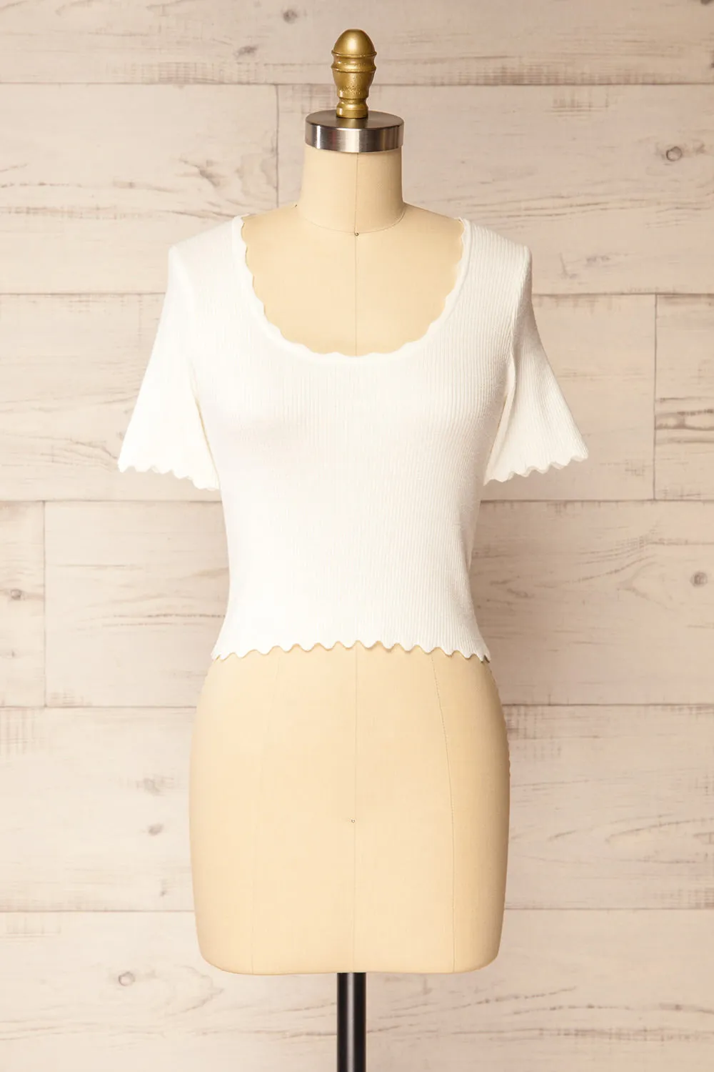 Brussels White | Cropped Ribbed Top sold by Boutique 1861