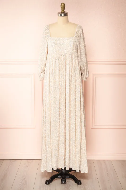 Ninon | Patterned Square Neck Maxi Dress sold by Boutique 1861