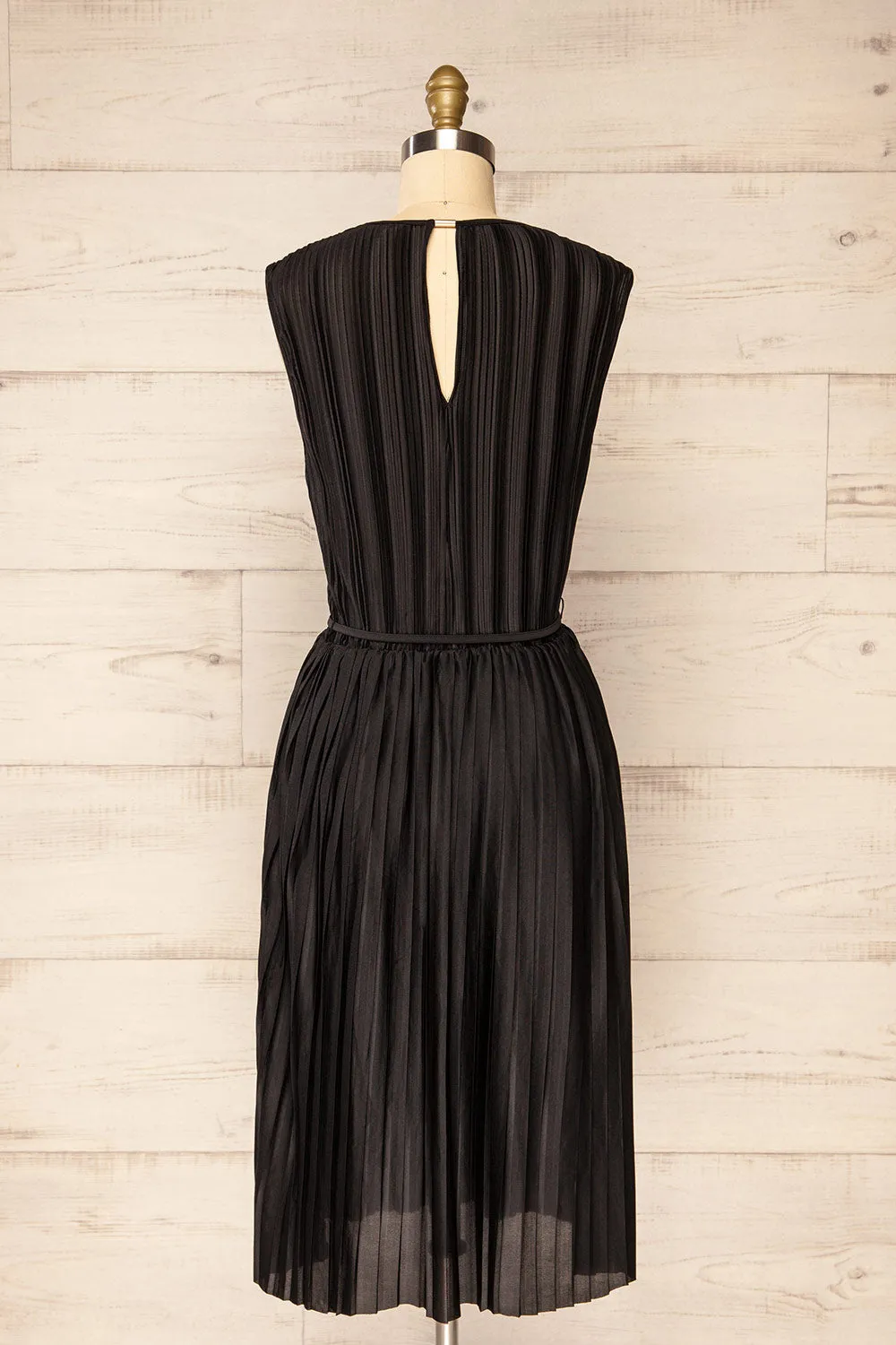 Padstow Black | Sleeveless Pleated Midi Dress sold by Boutique 1861 product image thumbnail 5