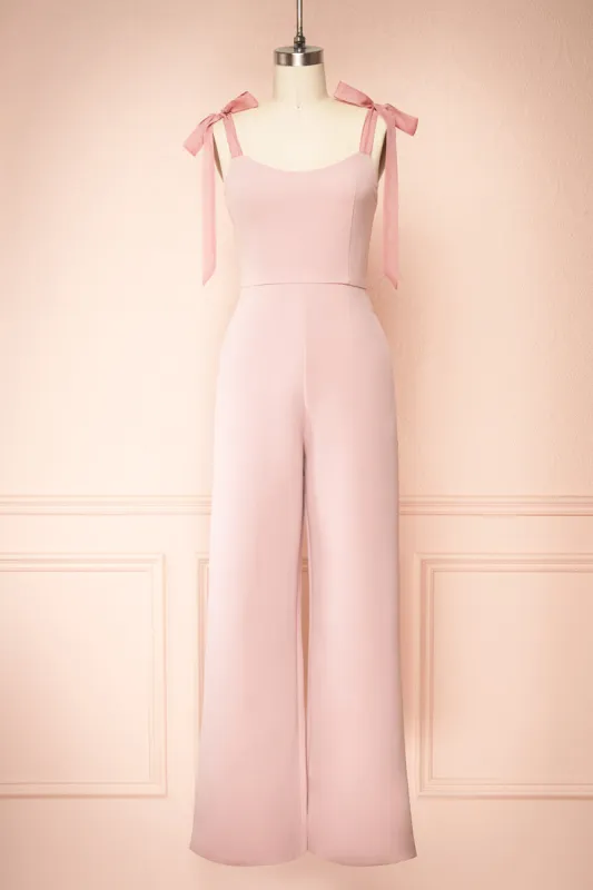 Twyla | Mauve Jumpsuit w/ Bow Straps sold by Boutique 1861