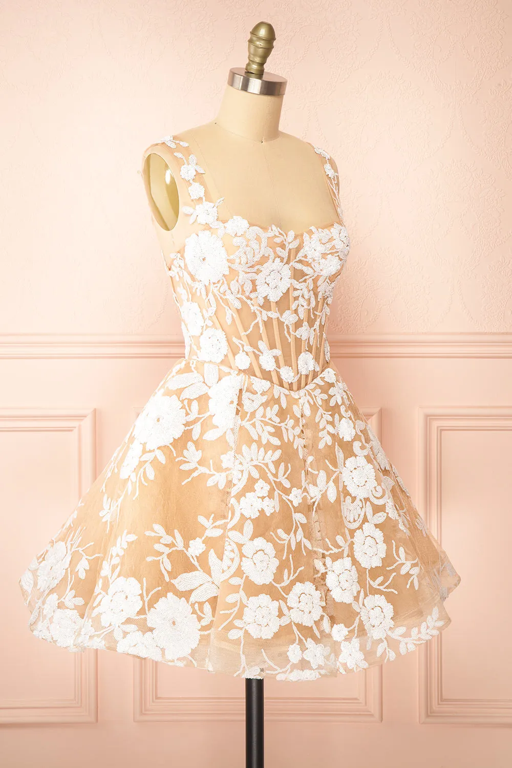 Melvina | Short A-Line Dress with Sequin Flowers sold by Boutique 1861 product image thumbnail 3