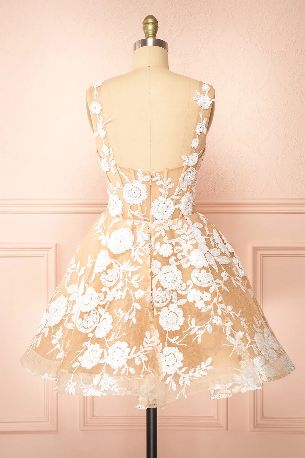 Melvina | Short A-Line Dress with Sequin Flowers sold by Boutique 1861 product image thumbnail 5