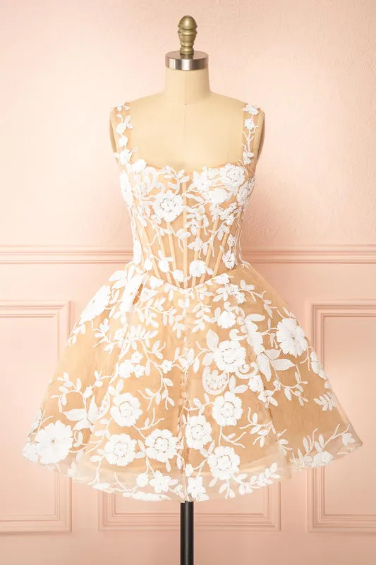 Melvina | Short A-Line Dress with Sequin Flowers sold by Boutique 1861