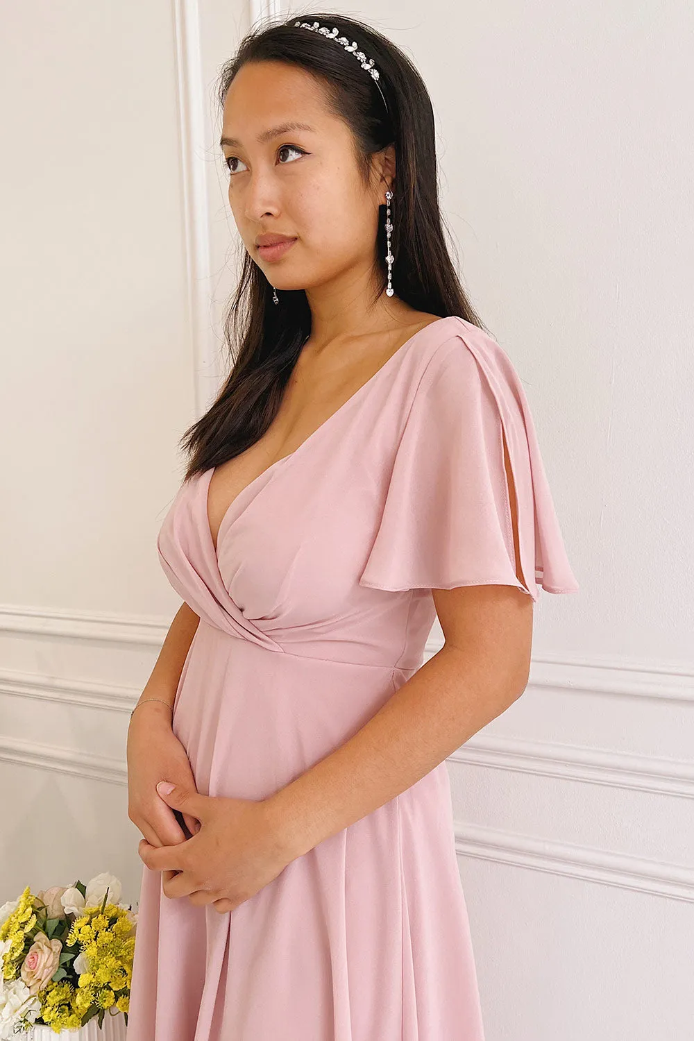 Adelie Lilac | V-neck Chiffon Midi Dress sold by Boutique 1861 product image thumbnail 3