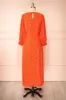 Laureanne | Red Polka Dot Belted Midi Dress sold by Boutique 1861